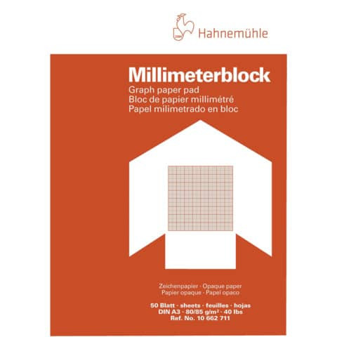 Millimeterpapierblock A3 50Bl 80g rot HAHNEMÜHLE 10662711