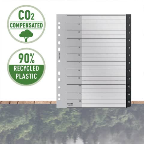 Ordnerregister Recycle 1-12 PP schwarz LEITZ 1209-00-00