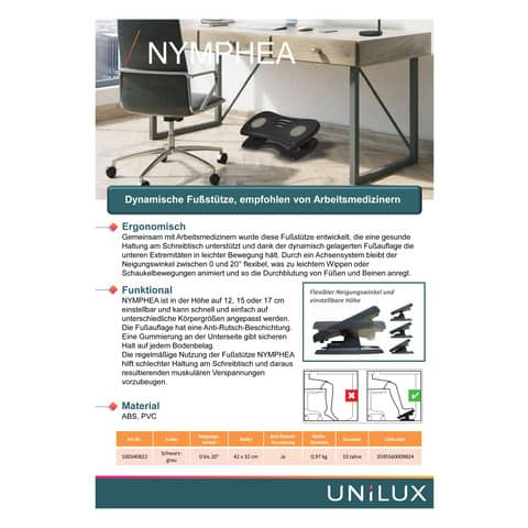 Fußstütze Nymphea schwarz UNILUX 100340822