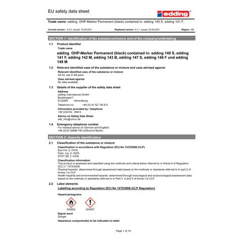 Folienstift 140S schwarz EDDING 4-140-001 permanent