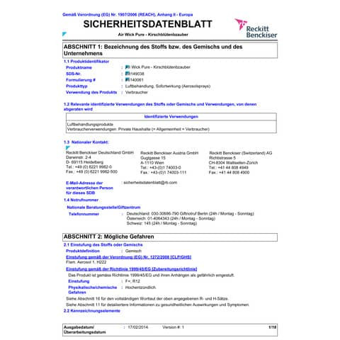Duftspray 250ml Kirschblütenzauber AIR-WICK Duftspray PURE 3015214