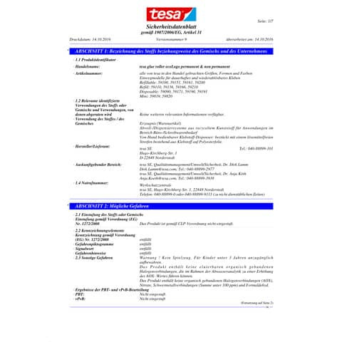 Kleberoller ablösbar TESA 59200-00005-06 nachfüllbar