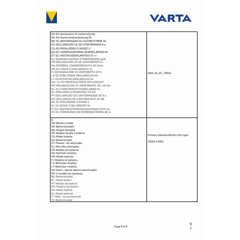 Batterie Alkaline 1,5V VARTA 04274101401 1St V10GA