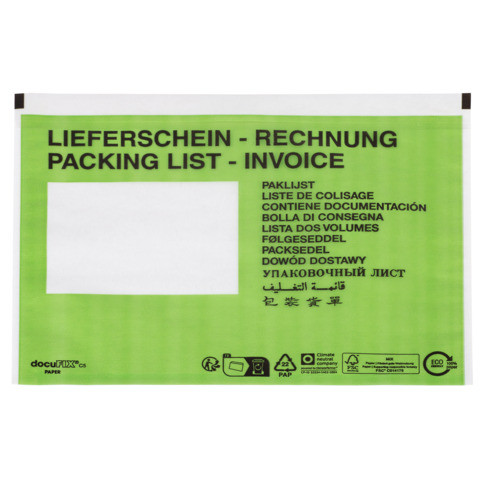 Dokumententasche C5 LS/RG grün 500 Stück DOCUFIX 2FVDO340203 PAPIER