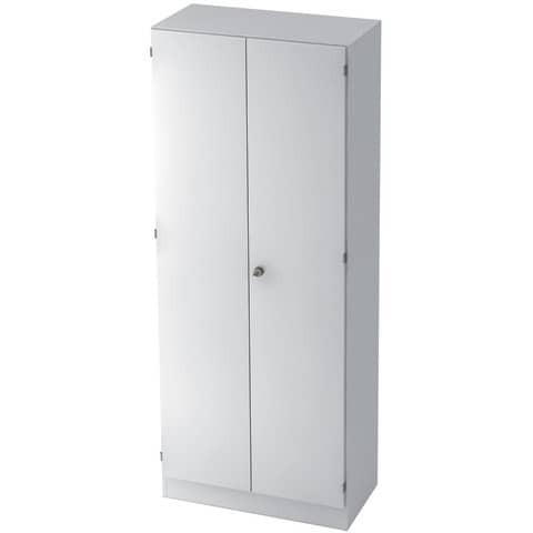 Garderobenschrank - 80 x 200,4 x 42 cm, Konstruktionsboden/Kleiderstange/Sockelblende, Weiß/Weiß, mi