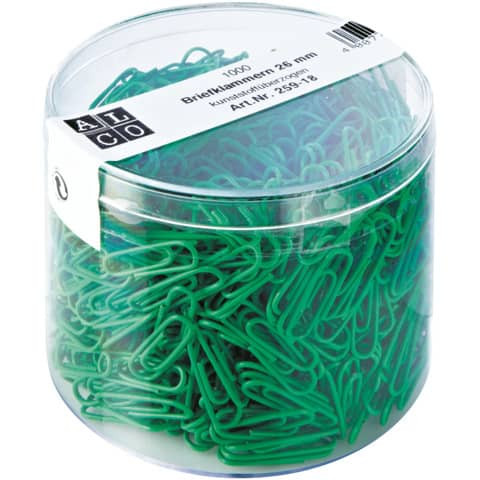 Büroklammern 1000ST grün ALCO 25918 26mm