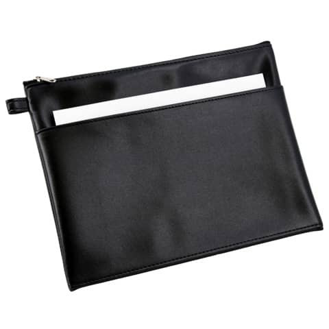 Mehrwegbeutel 25x19cm schwarz ALASSIO 42230 mit Vortasche Lederimitat