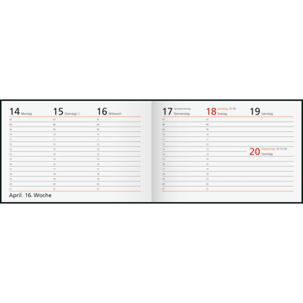 Taschenkalender Kunststoff quer schwarz RIDO 70-17 523 906 15,2x10,2cm 2026