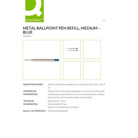 Druckkugelschreiber blau Q-CONNECT KF18623 Parkersystemmine