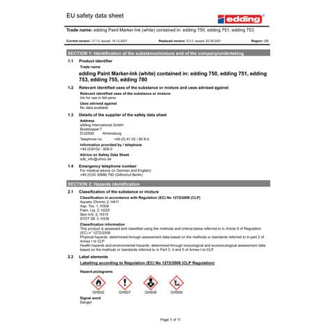 Lackmalstift 750 2-4mm weiß EDDING 4-750049 Rundspitze