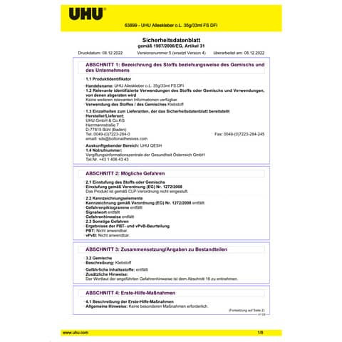 Alleskleber 35g ohne Lösungsmittel UHU 48295