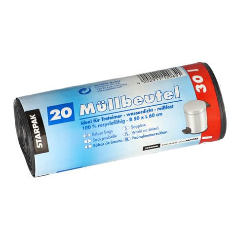 Müllsack 60x50 20ST grau PAPSTAR 12397 LDPE 30Liter