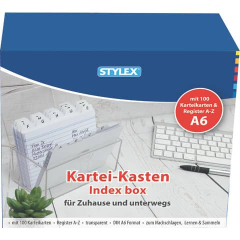 Karteikasten Plastik transp.A6 49972 Reg+100Kar 16x13,5x8,5cm