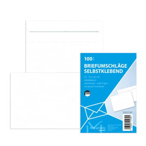 Briefhülle C6 SK 70g weiß 30002361 100ST m.Innendruck