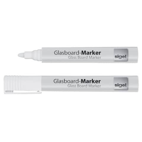 Glasboard-Marker - Rundspitze, weiß, 2 Stück