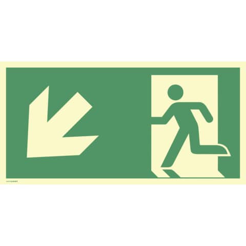 Schild Notausgang links abwärts MOEDEL 60873 297x148mm