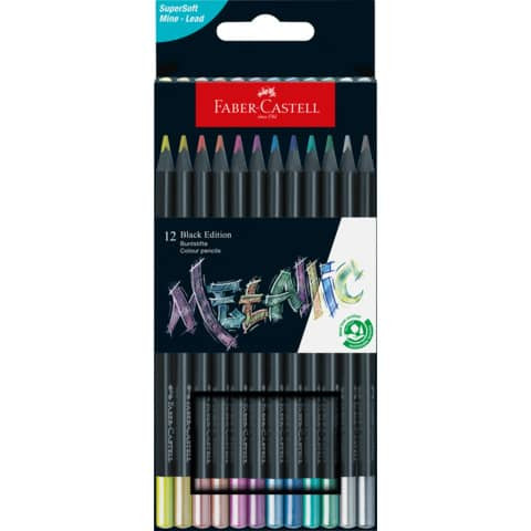 Farbstiftetui 12ST Black Edition Metalli FABER-CASTELL 116415 sortiert