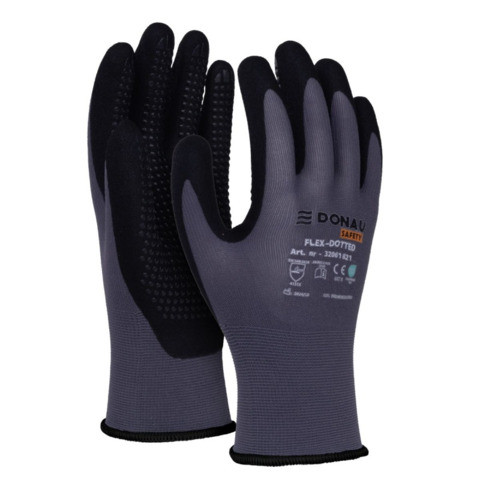 Arbeitshandschuh Professional, Größe 10=XL, Noppen, Kategorie II, grau/schwarz DONAU
