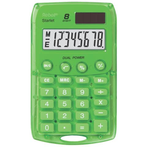 Taschenrechner grün REBELL RE-STARLETG BX Solar/Batterie
