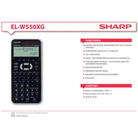 Schulrechner schwarz SHARP ELW550XG