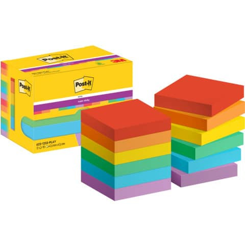 Haftnotizblock Playful 12x90BL sortiert POST-IT 622-12SS-PLAY 47,6x47,6mm