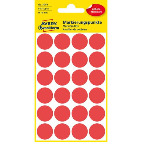 Etiketten Ø18mm rot 96 stück ZWECKFORM 3004 permanent haftend