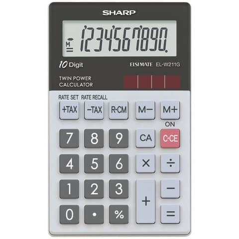Taschenrechner 10-ste. glastop SHARP SH-ELW211G-GY dualpower