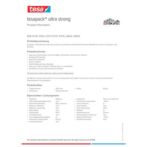 Packband 38mmx66m transparent TESA 57174