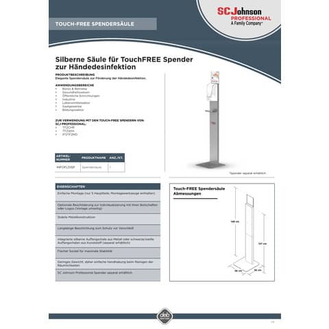 Desinfektionsmittelsäule silber SC JOHNSON INFOFLDISP