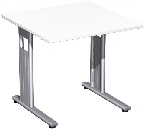 Schreibtisch feste Höhe, 800x800x720, Weiß/Silber
