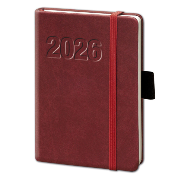 Buchkalender V-Book, A6, 1W/2S, Kunstleder, bordeaux BSB 02-0131