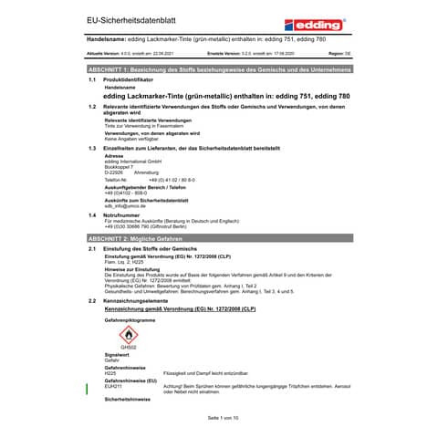 Lackmalstift Creative grün EDDING 751-9-074 Metall. 1-2mm