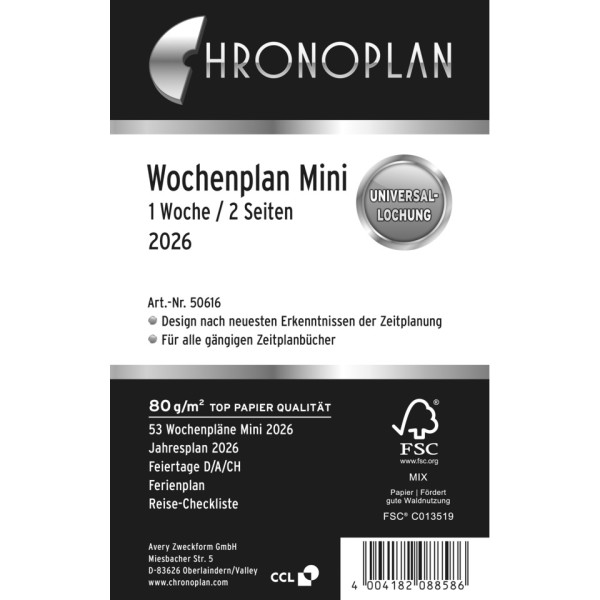 Wochenplan Mini 2026 CHRONOPLAN 50616