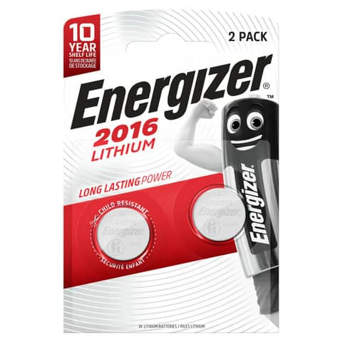 Knopfzellen-Batterie CR2016 2ST weiß/rot ENERGIZER E301021903 Lithium