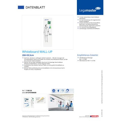 Whiteboardtafel WALL-UP weiß LEGAMASTER 7-106126