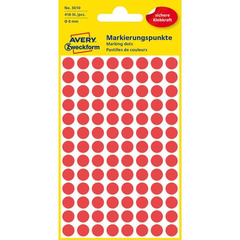 Etiketten Ø8 mm rot 416 Stück ZWECKFORM 3010 permanent haftend