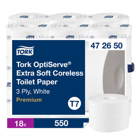 Toilettenpapier 3-lagig 18 Rollen weiß TORK 472650 Sys. T7 Premium