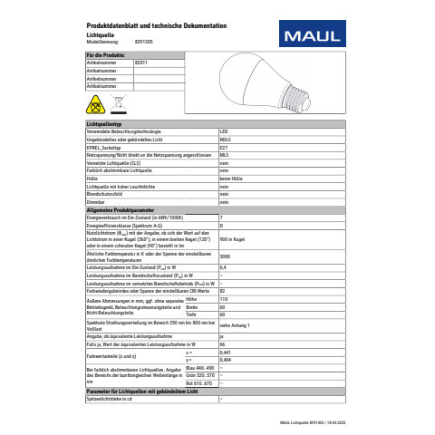 Tischleuchte study LED silber MAUL 82011 95 inkl. Leuchtmittel E27