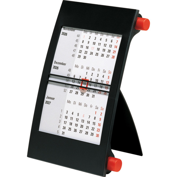 3-Monats-Kalender Tisch 2026 rot RIDO 70-38 000 206 11x18,3cm