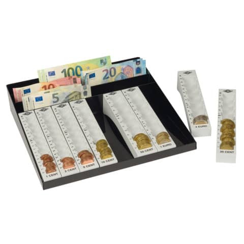 MünzGeldzählbrett EURO hgrau WEDO 160 790037 3Fäch.+8Münzr.
