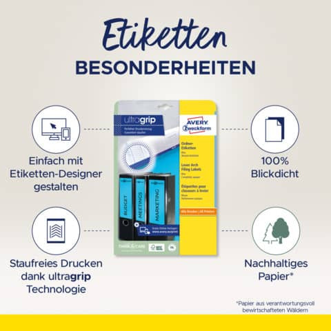 Ordneretikett 38x192mm blau ZWECKFORM L4763-20 140ST