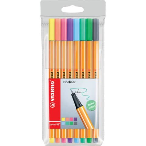 Feinliner point 88® EF 0,4mm Etui 8 St. STABILO 88/8-01 pastell sortiert