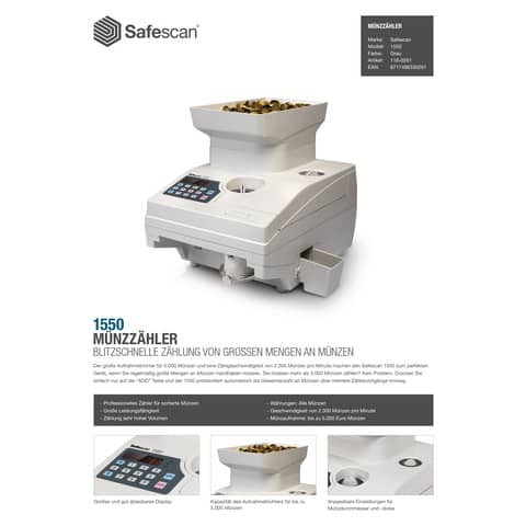 Münzzählgerät +Sortierer SAFESCAN 116-0261 1550