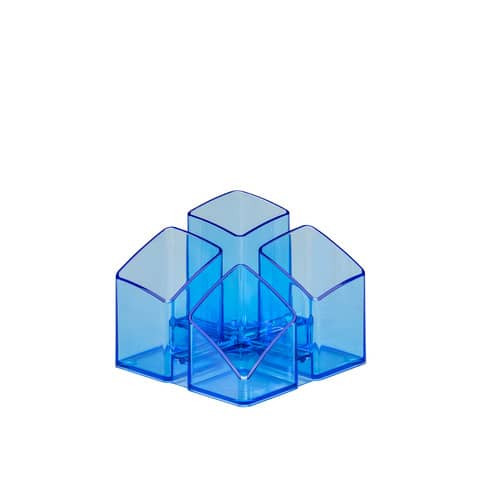 Schreibtisch-Köcher SCALA - 4 Fächern, transparent-blau