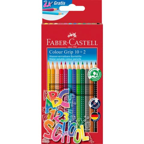 Farbstiftetui 10+2 Colour Grip sortiert FABER CASTELL 201585