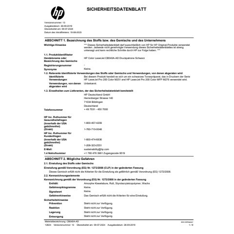 Lasertoner Nr. 125A schwarz HP CB540A