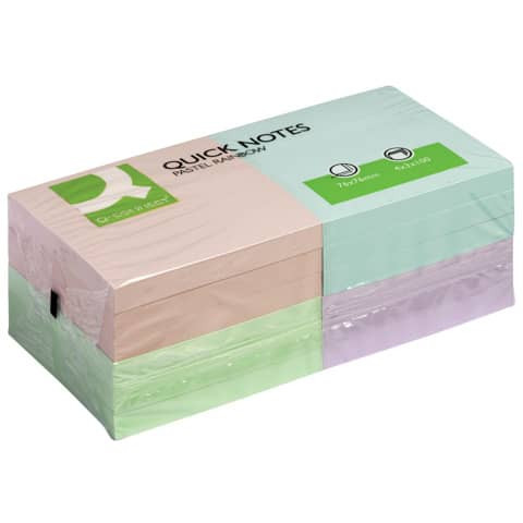 Haftnotizblock Rainbow 12ST pastell Q-CONNECT KF10509 75x75 mm