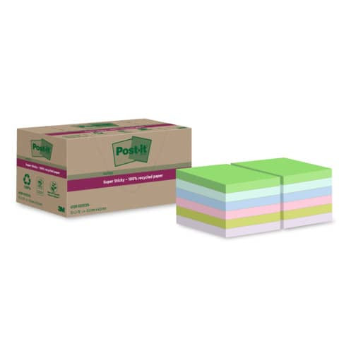 Haftnotizblock Recycled 12x70BL farbig POST-IT 622 RSS12COL 47,6x47,6mm Super