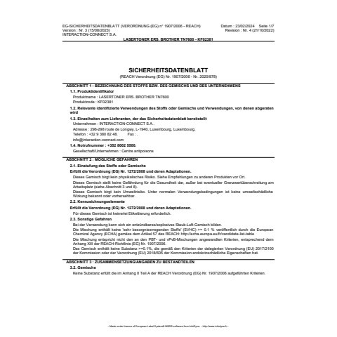 Lasertoner schwarz Q-CONNECT KF02381 Ersetzt TN7600