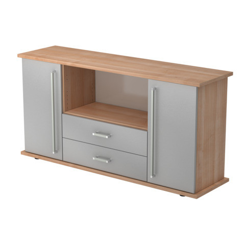 Sideboard 2 Tü.2Schübe nussb/silber HAMMERBACHER VSBTS/N/S/CE
